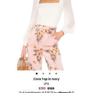 LPA Cora Top Chiffon Fitted, Lined Women's Top Size XS Cream/ivory